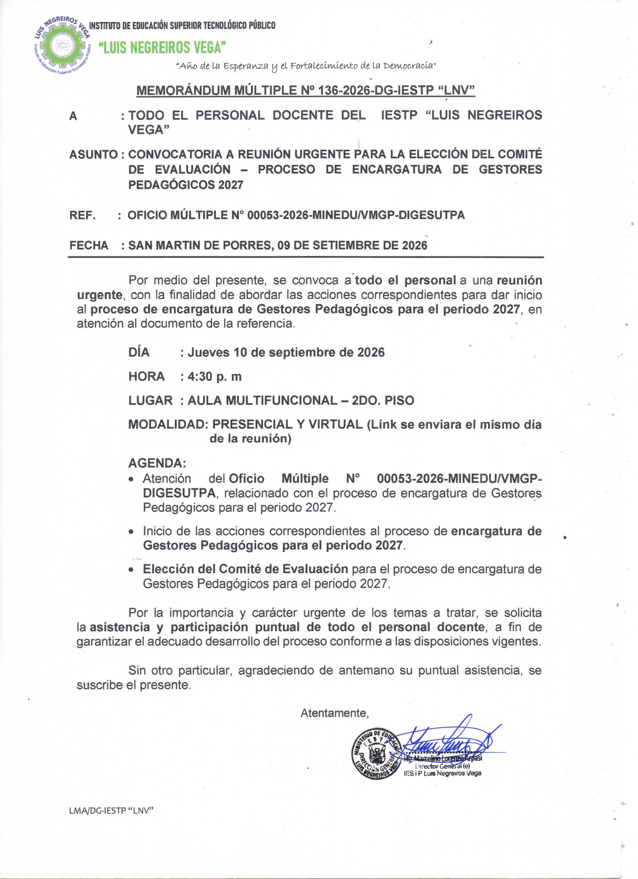 Elección de Comité de evaluación